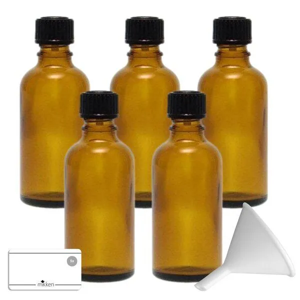 mikken mikken Set Tropfflasche 10 - 100 ml Apothekerflasche mit Tropfer braun Dosierflasche mit Etiketten und Trichter – Produktbild 5 von 6