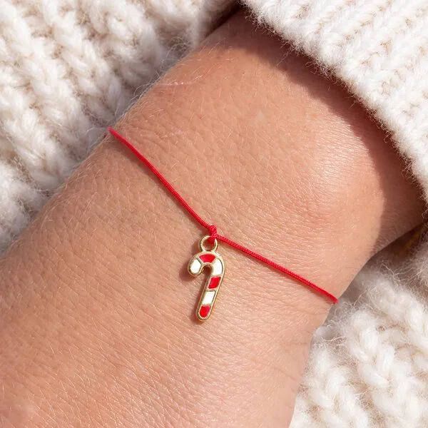 Bow & Hummingbird Bow & Hummingbird Weihnachtsarmband Zuckerstange „Zuckersüße Weihnachten“ – rotes Makramee Armband, kleines Weihnachtsgeschenk – Produktbild 3 von 4
