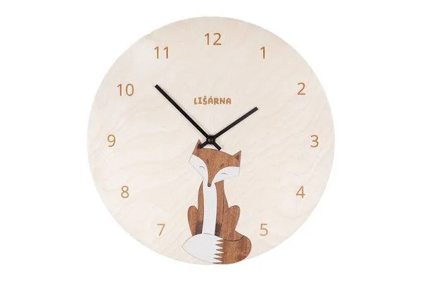 BeWooden BeWooden Holzuhr Fox Clock – handgefertigte Wanduhr aus Birkenholz mit Fuchs-Motiv – Produktbild 2 von 4
