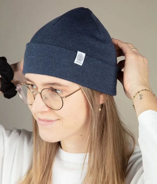 obumi obumi Beanie Feinstrick aus Bio Baumwolle, Blue melange, – Produktbild 7 von 7