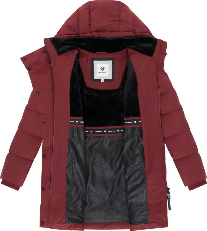 ragwear ragwear Wintermantel Pavla Soft YOUMODO Wasserdichter Steppmantel mit Fleecekragen, Rot, – Produktbild 1 von 3