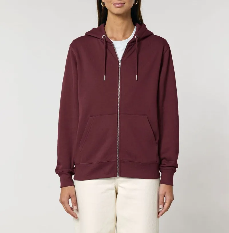 UNIPOLAR UNIPOLAR Herren vegan Zip Hoodie Basic Culving, Dunkelrot, – Produktbild 1 von 2