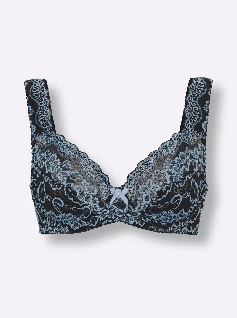 wäschepur Bügel-BH, Schwarz-himmelblau, – Produktbild 1 von 2