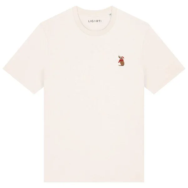 LIGARTI Besticktes T-Shirt – Thomas der Weihnachtshund – LIGARTI Tiermanufaktur, Cremeweiß, – Produktbild 1 von 3