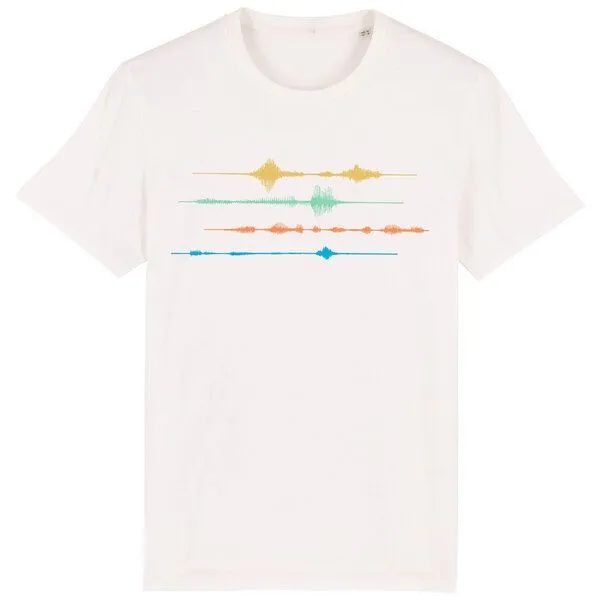Spangeltangel Spangeltangel T-Shirt "Frequenz", Musik, Schallwelle, Biobaumwolle, Cremeweiß, – Produktbild 1 von 4