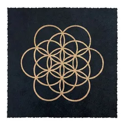 Veskor Cassiopeia Veskor Cassiopeia FLOWER OF LIFE Heilige Geometrie Linoldruck | 16 × 16 cm | Gold auf Schwarz – Produktbild 1 von 1