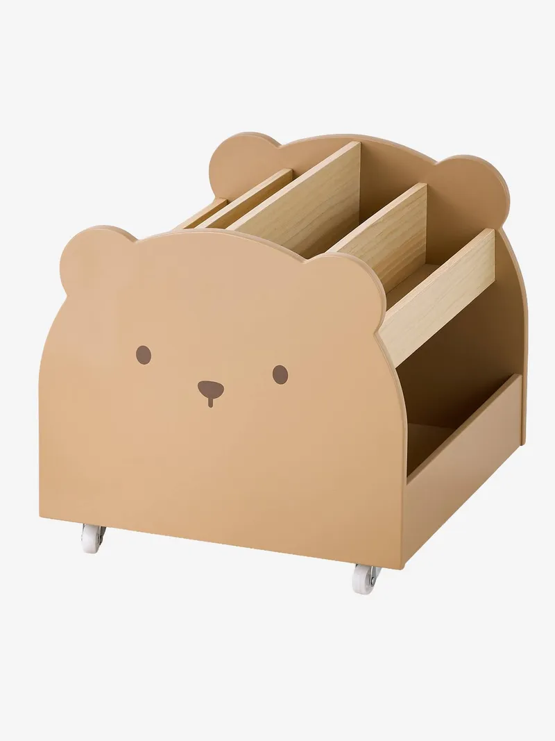 Vertbaudet Kinder Bücherregal mit Rollen BÄR mokka, Mokka, – Produktbild 4 von 4