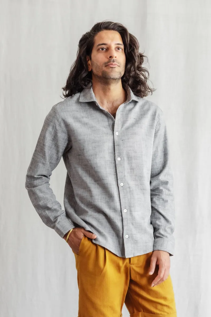 Jyoti - Fair Works Jyoti - Fair Works Herren vegan Hemd Himat Grau, Hellgrau, – Produktbild 2 von 2