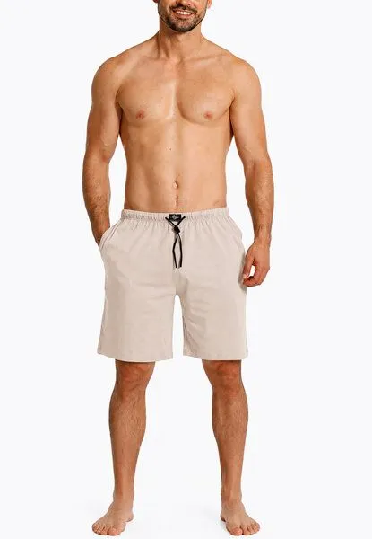 Haasis Bodywear Haasis Bodywear Herren Bermuda mit Seitentaschen, Single Jersey, reine Baumwolle, Sandgrau, – Produktbild 2 von 4
