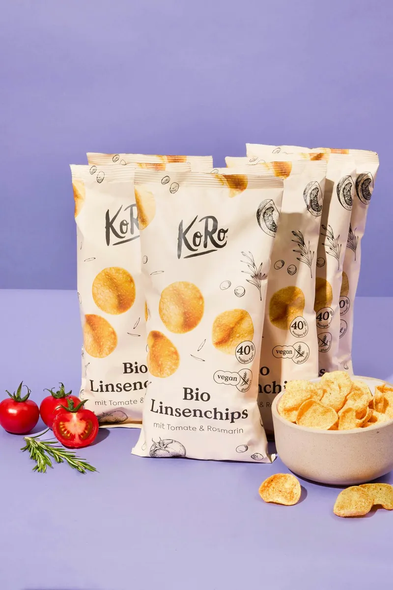 KoRo Bio Linsenchips mit Tomate & Rosmarin 7 x 100 g – Produktbild 2 von 5
