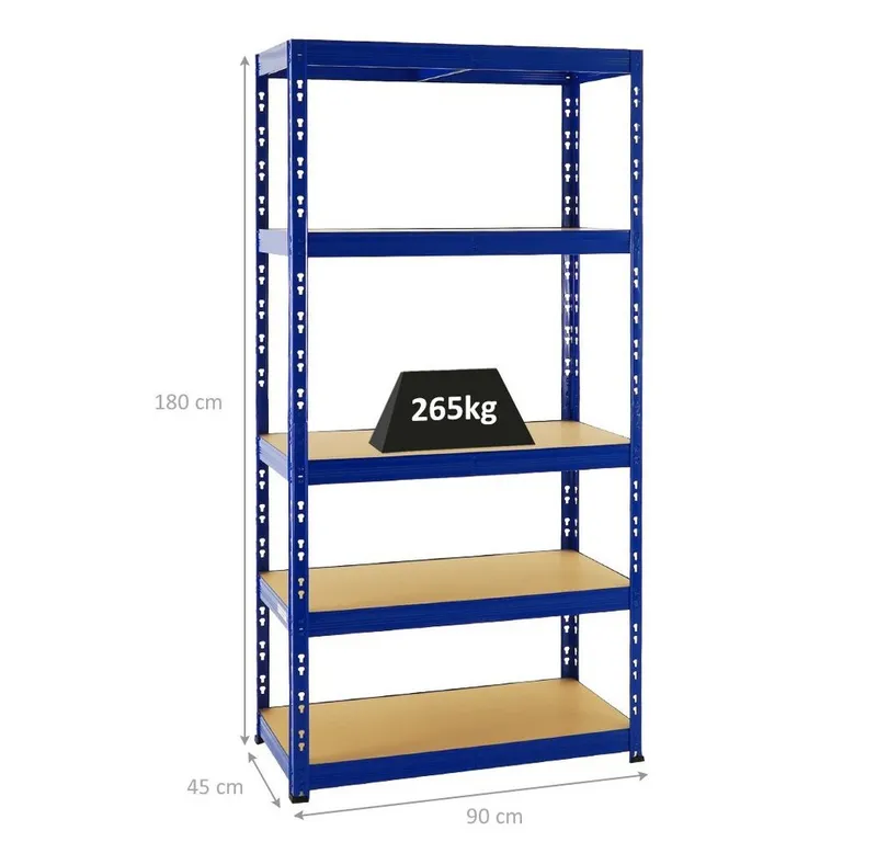 PROREGAL® Schwerlastregal Robustes Lagerregal TIGER 220-180x90-180x40-60cm 5-6 Ebenen, Stabiles Garagenregal Kellerregal Lastenregal Lagerregal Steckregal, Blau, – Produktbild 3 von 5