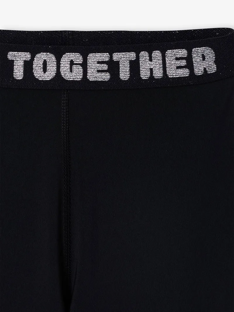 Vertbaudet Leggings Mädchen Schriftzug LOVE TOGETHER am Gummibund, Anthrazit, – Produktbild 2 von 3