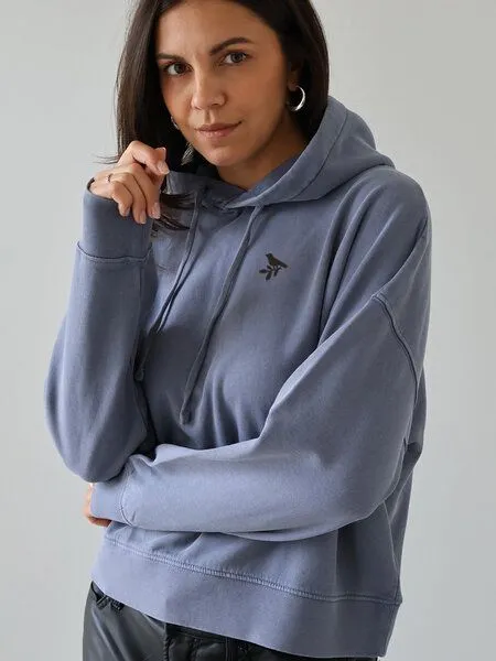 Kultgut Kultgut Kuschelig weich- Vintagelook- Hoodie/ Die kleine Nachtigall, Blaugrau, – Produktbild 2 von 3
