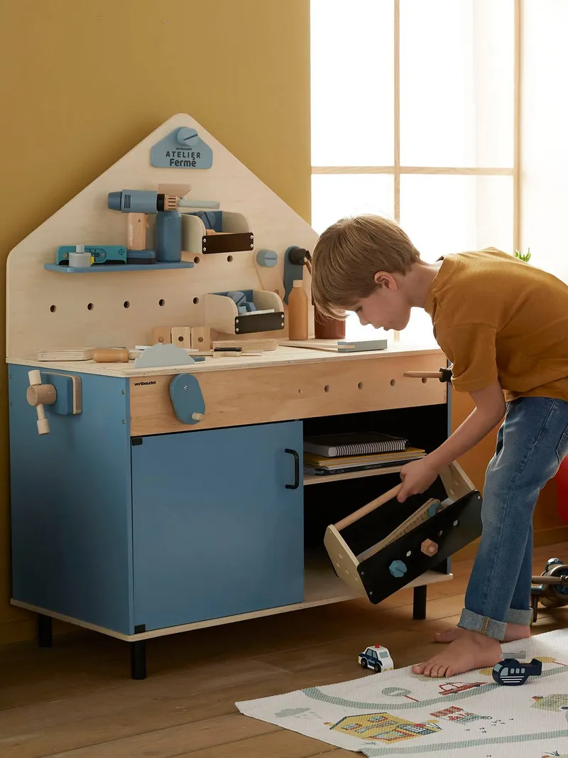 Vertbaudet Vertbaudet Große Kinder Werkbank, Blau, – Produktbild 1 von 4