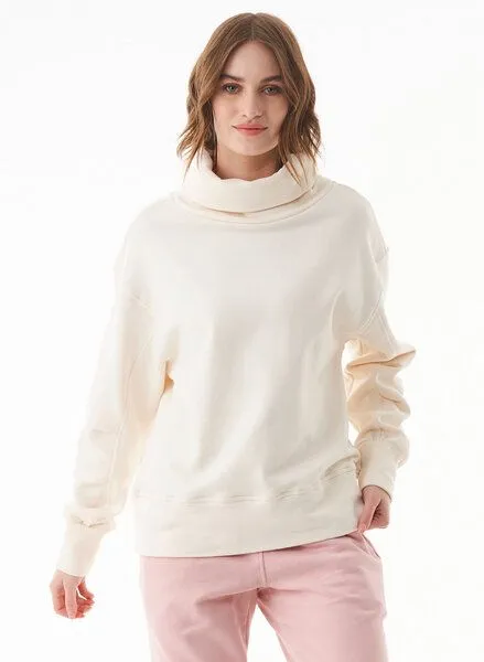 ORGANICATION ORGANICATION Sweatshirt aus Bio-Baumwolle mit Rollkragen, Weiß(off white), – Produktbild 1 von 4