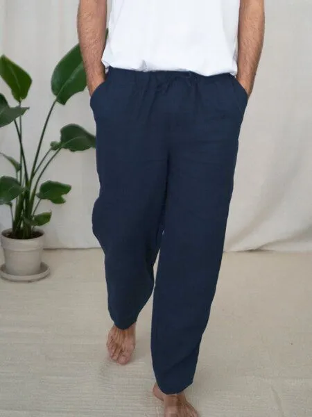 FUXBAU FUXBAU Männer Leinenhose, Navy, – Produktbild 2 von 4