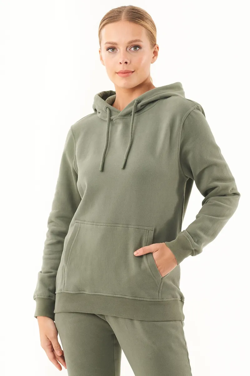 ORGANICATION ORGANICATION Damen vegan Soft-Touch-Hoodie Oliv, Grün, – Produktbild 2 von 2