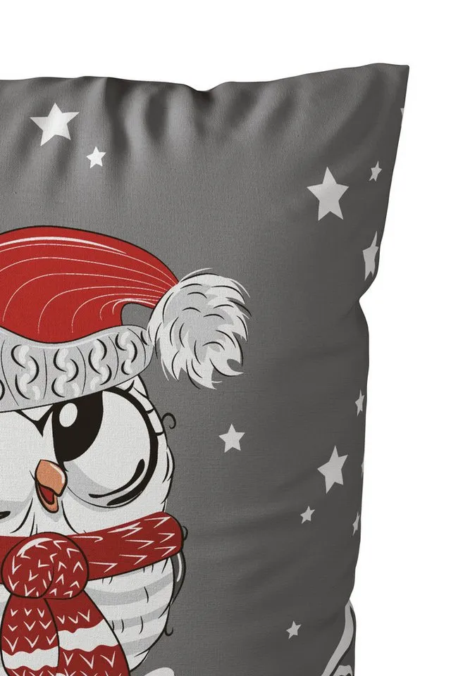 OTTO home Bettwäsche Janina Weihnachtsbettwäsche ab Gr. 135x200, Linon, 2 teilig, 100% Baumwolle, mehrere Winterdesigns für Weihnachten: Eule, Teddy, Grau, – Produktbild 7 von 7