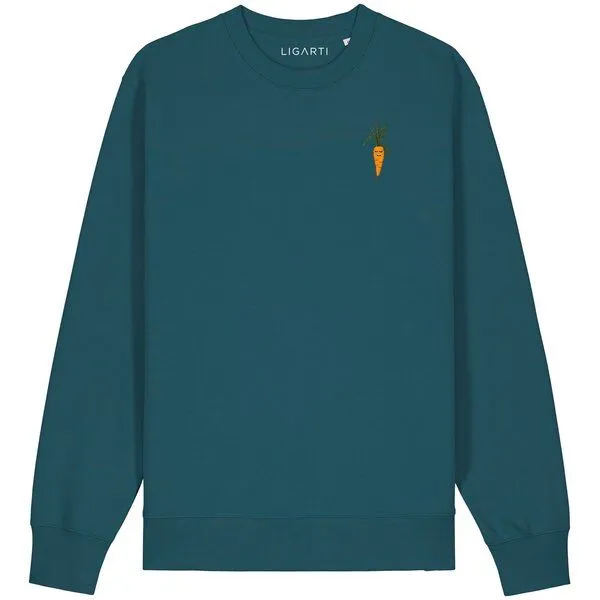 LIGARTI Bestickter Pullover – Karotte – LIGARTI Tiermanufaktur, Petrol, – Produktbild 1 von 2