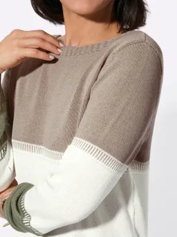 Witt Rundhalspullover khaki-ecru-gemustert – Produktbild 1 von 1