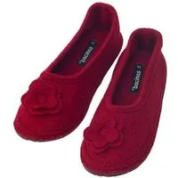 Bacinas Bacinas Warme Ballerina Hausschuhe Damen Schurwolle Wollwalk Filzsohle, Dunkelrot, – Produktbild 1 von 1