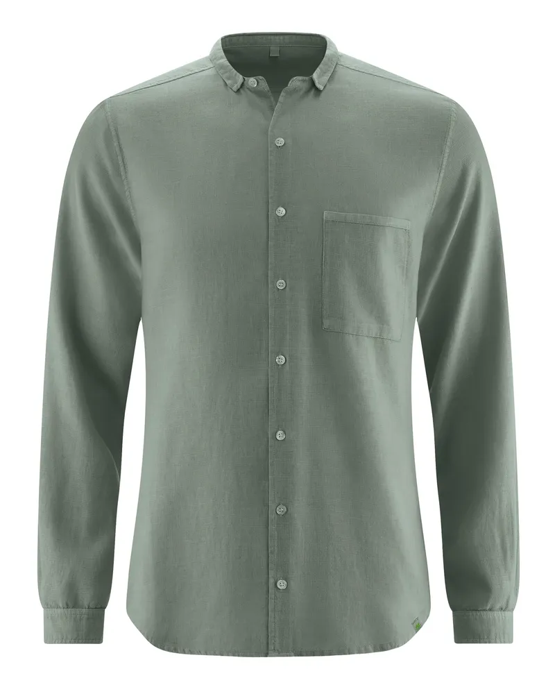 HempAge Hempage Herren vegan Langarmshirt In Thymiangrün, Grün, – Produktbild 4 von 4