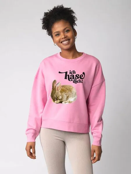 watapparel watapparel Sweatshirt Frauen Ich hase dich!, Bubble pink, – Produktbild 2 von 2