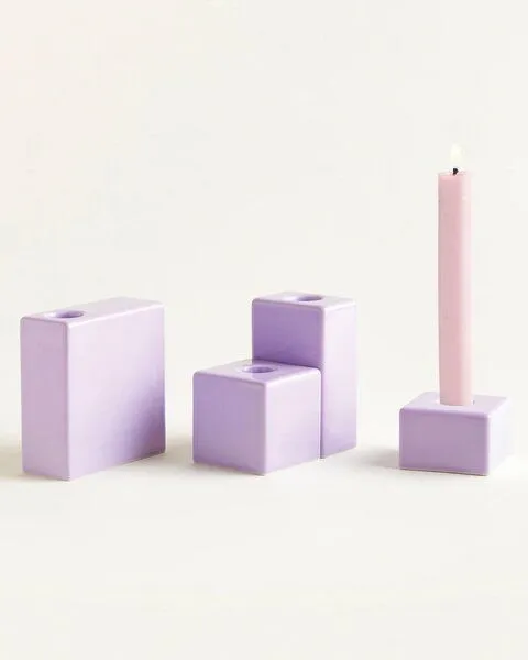 onomao onomao - Kerzenständer 4 BLOCKS, Lila, – Produktbild 2 von 3