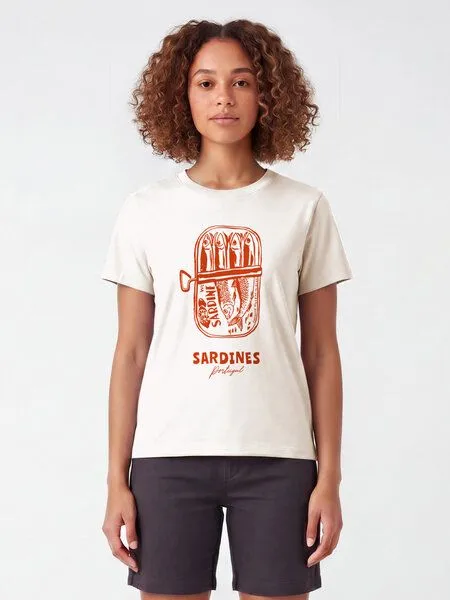 watapparel watapparel T-Shirt Frauen Sardines Portugal, Off white, – Produktbild 2 von 3