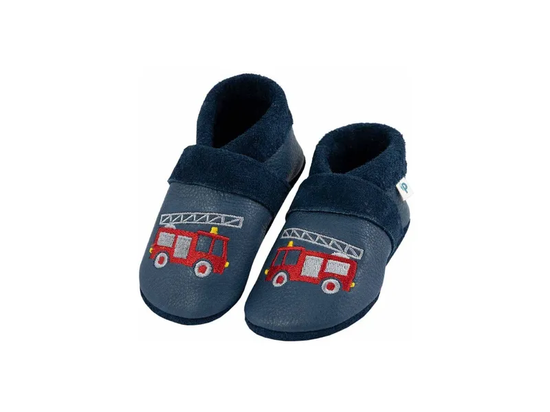 Pantolinos Pantolinos Baby und Kinder Lederpuschen Krabbelschuhe Feuerwehr, Blau, mehrfarbig, – Produktbild 1 von 2