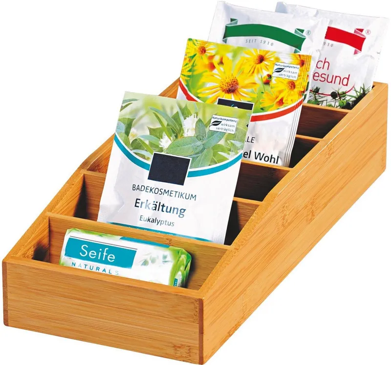 Kesper Kesper Aufbewahrungssystem Aufbewahrungsbox, Bambus, (1-tlg), mit 6 Fächern, Braun, – Produktbild 2 von 3