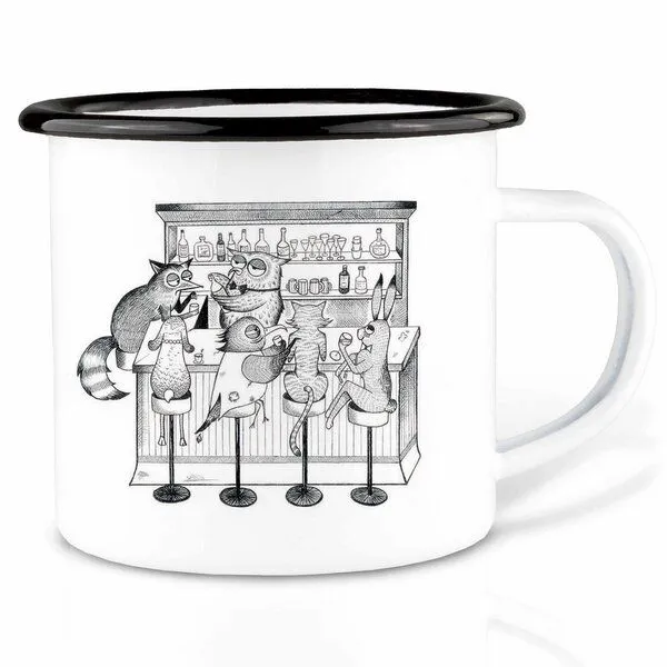 LIGARTI Emailletasse »Tierbar« von LIGARTI | 300 oder 500 ml | handveredelt in Deutschland | Cup, Kaffeetasse, Emaillebecher, Camping Becher – Produktbild 1 von 1