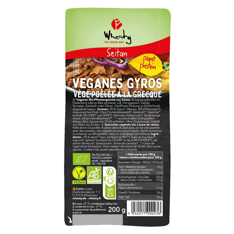 Wheaty Veganes Gyros, BIO, 200g – Produktbild 1 von 1
