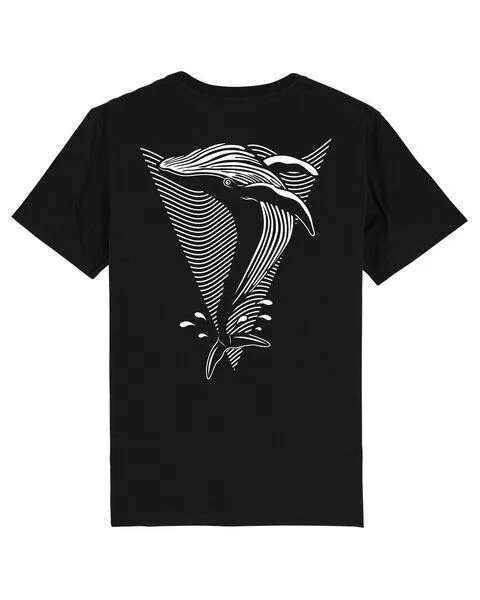 vis wear vis wear Wal - Göttin der Ozeane - Back Print Premium T-Shirt, Schwarz, – Produktbild 1 von 2