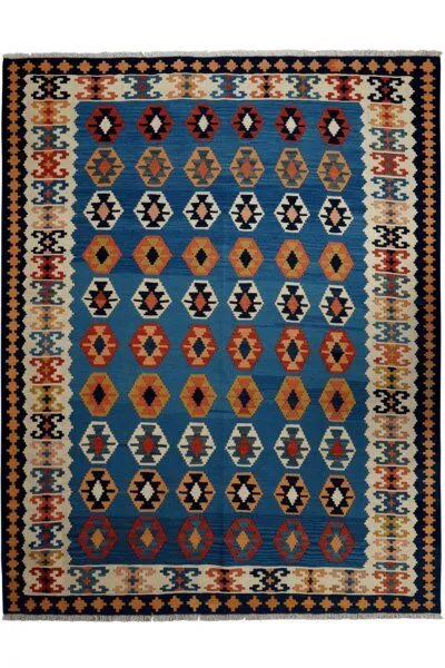 Rugtales Kelim Gashgai Old Rugtales aus Schurwolle, Blau, – Produktbild 3 von 4