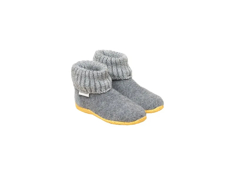 Gottstein Gottstein Kinder Hausschuhe Hüttenschuhe Wollwalk Gummi-Kork Sohle, Grau, – Produktbild 1 von 2