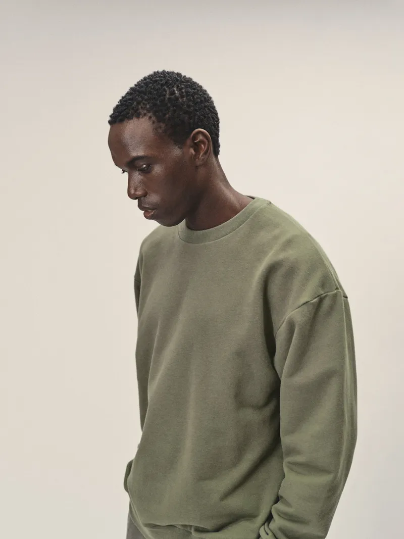 WOTE WOTE Herren vegan Sweatshirt In Oversized Oliv, Hellgrün, – Produktbild 1 von 2