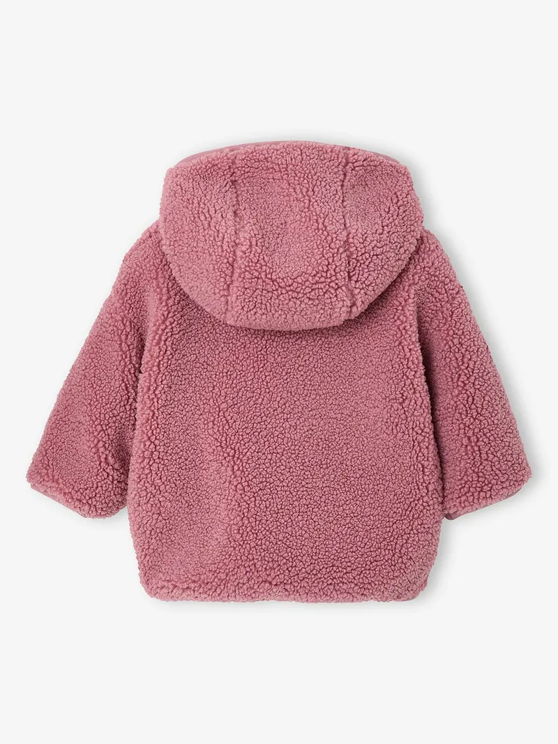 Vertbaudet Baby Jacke aus Teddyfleece mit Leo-Futter, Altrosa, – Produktbild 2 von 4