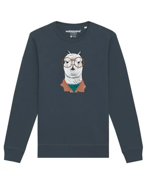 watapparel watapparel Sweatshirt Unisex Lama, India ink grey, – Produktbild 1 von 3