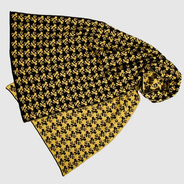 LANARTO slow fashion LANARTO slow fashion Schal Muster 'Biene' zweifarbig gestrickt aus mulesingfreier Merinowolle, Schwarz, – Produktbild 1 von 3