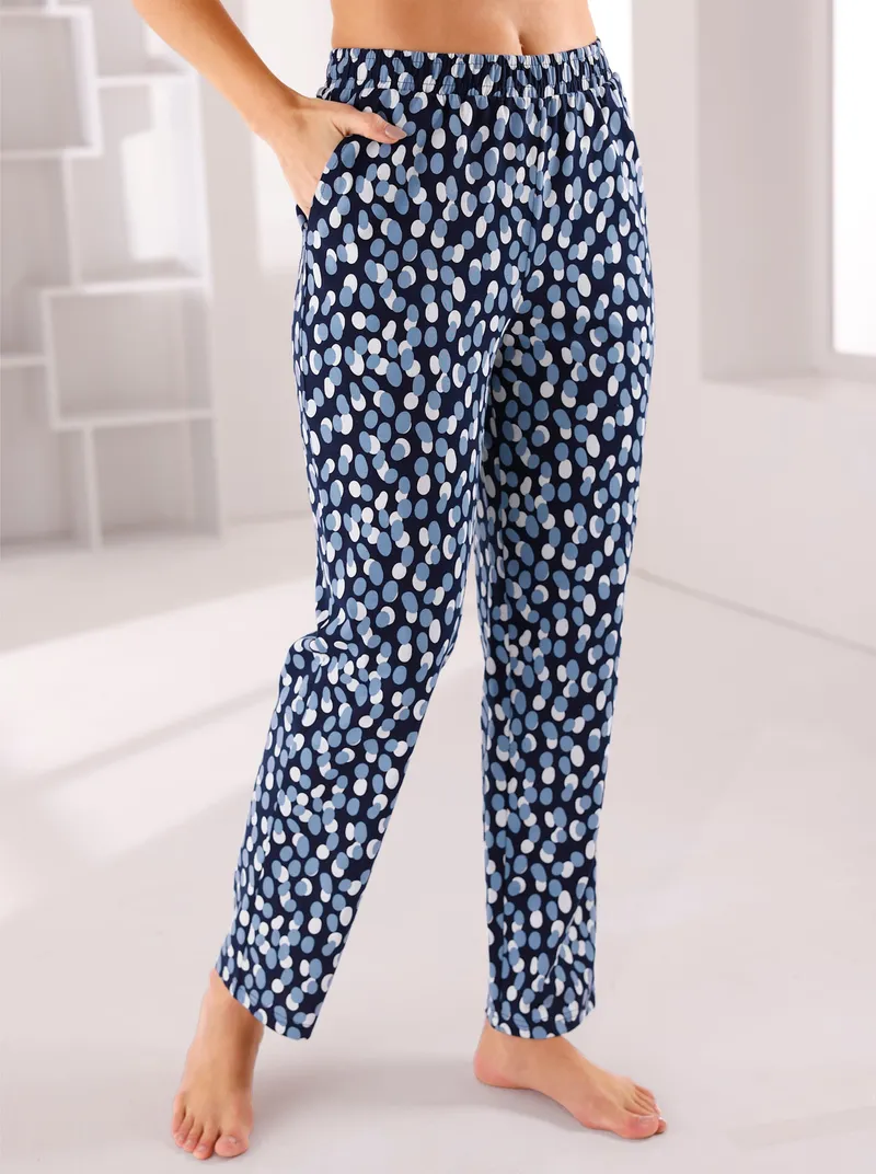 feel good Hose marine-bleu-bedruckt, Marine-bleu-bedruckt, – Produktbild 1 von 3