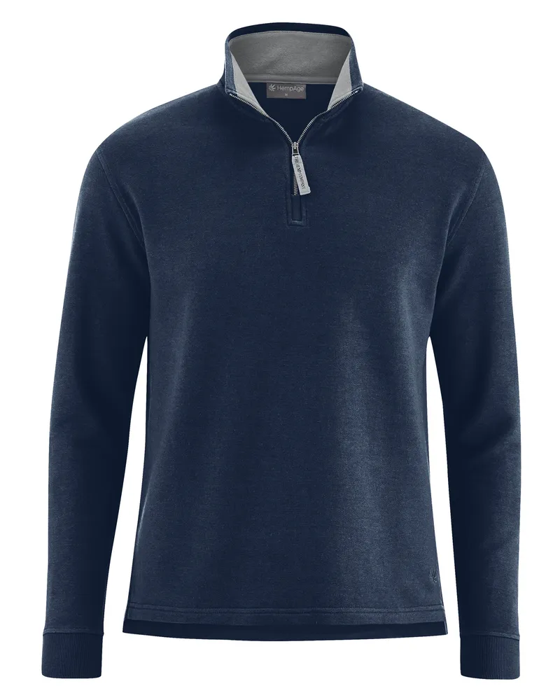 HempAge Hempage Herren vegan Sweatshirt In Marineblau, Blau, – Produktbild 1 von 2