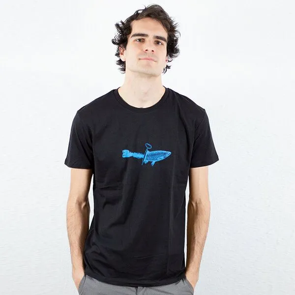 Spangeltangel Spangeltangel T-Shirt, "Dosenfisch", Männershirt, Siebdruck, Fischmotiv, Weiß, – Produktbild 2 von 4