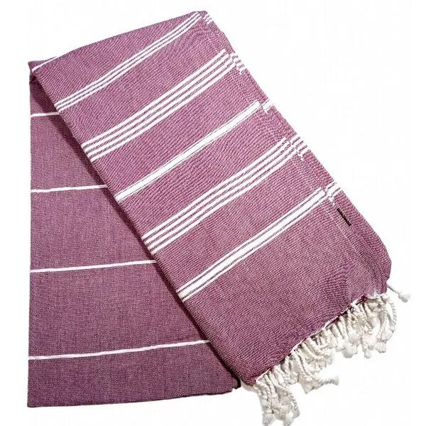 Karawan authentic Karawan authentic Fouta HAMMAM (Peshtamal) aus Bio-Baumwolle, 100 x 200cm, Bordeaux (rot), – Produktbild 4 von 4