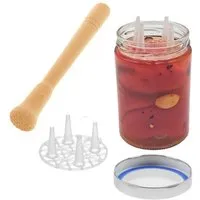 mikken mikken Fermentier Set - 4 Fermentiergläser 580 ml mit Fermentier Gitter, Holzstößel und Deckel (PVC-frei) – Produktbild 1 von 1