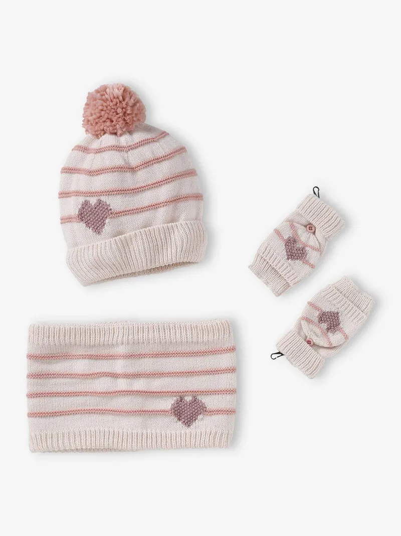 Vertbaudet Mädchen Set, Wollweiß/rosa, – Produktbild 1 von 4