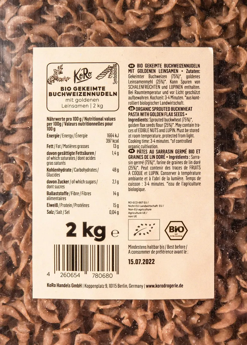 KoRo Gekeimte Bio Buchweizennudeln 2 kg – Produktbild 3 von 5