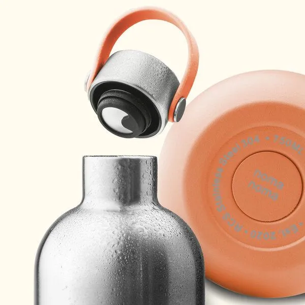 noma noma noma noma Edelstahl Trinkflasche Kohlensäure geeignet - Thermosflasche 500ml, 750ml, 1l, Peach orange, – Produktbild 4 von 6
