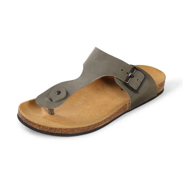 Fairticken Fairticken THULAR vegane "NoBuck" Unisex Zehentrenner Sandale, Grau (khaki), – Produktbild 1 von 4