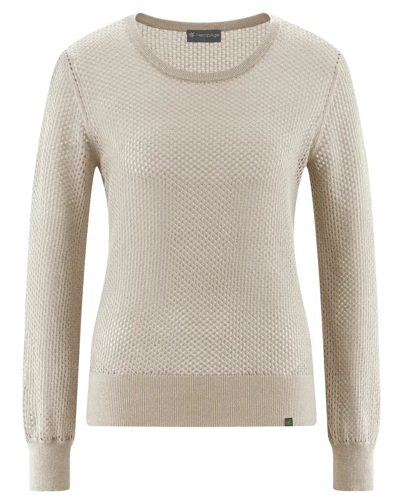 HempAge Hempage Damen vegan Pullover Airy Open Knit In Thistle Beige, Beige, – Produktbild 1 von 2